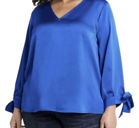 Cece - V Neck Tie Sleeve Blouse