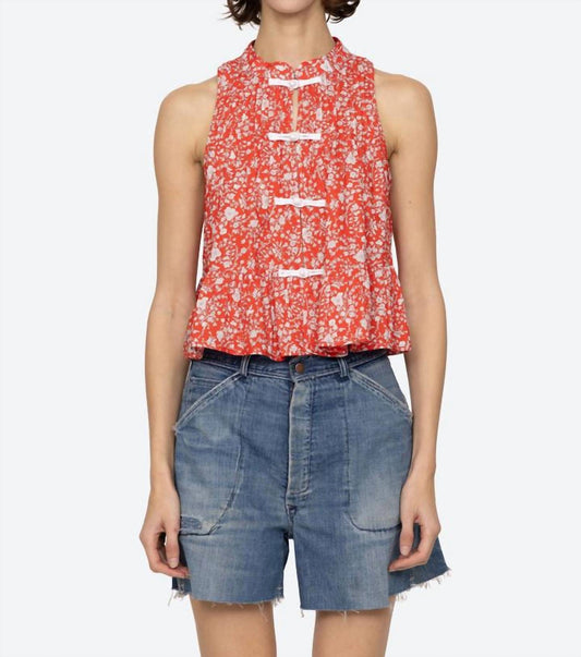 Sea - Lucille Liberty Print Knot Loop Tank