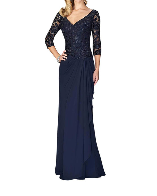 La Femme - Laced V-Neck Column Dress