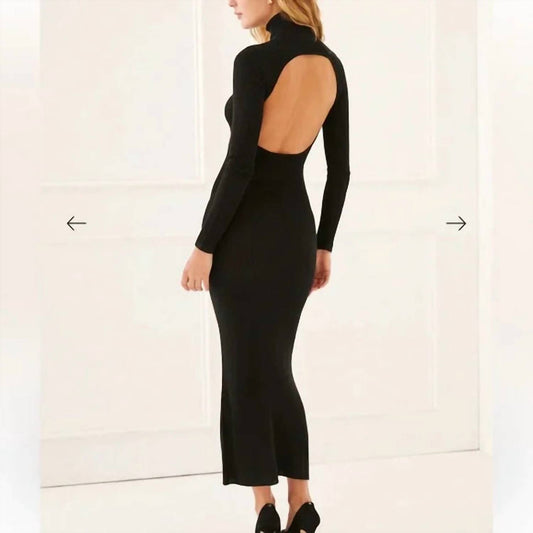 Something Navy - Turtleneck Open Back Sweater Dress