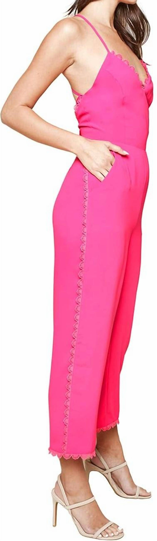 Sugarlips - Perfectly Scallop Lace Trim Jumpsuit