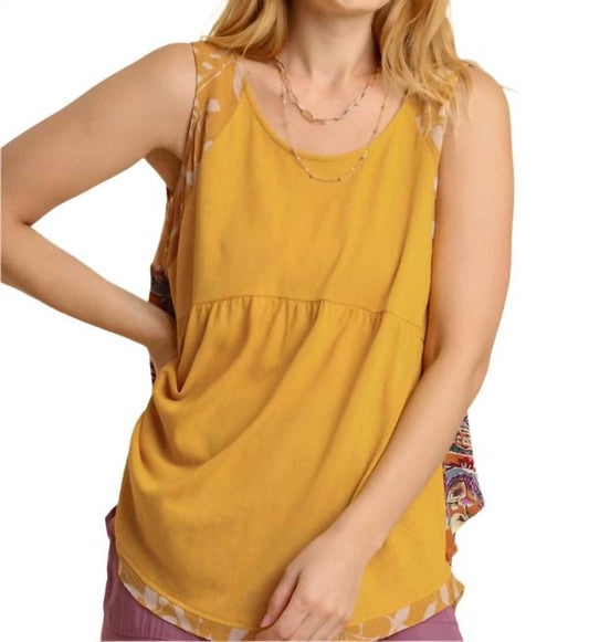 Umgee - Mixed Print Babydoll Tank Top