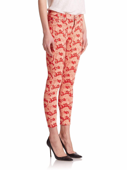 Hudson - Floral Print Nico Mid Rise Skinny Ankle Jeans