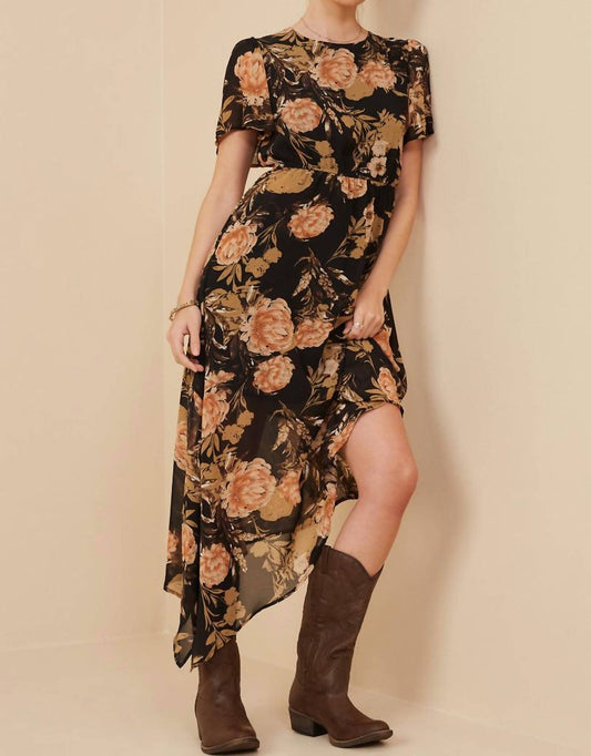 Hayden La - Sharon Peony Crew Neck Midi Dress