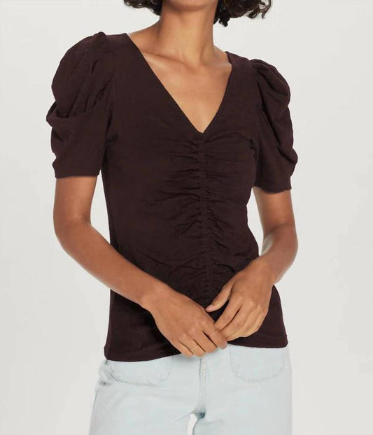 Goldie - V-neck Ruched Front Tee
