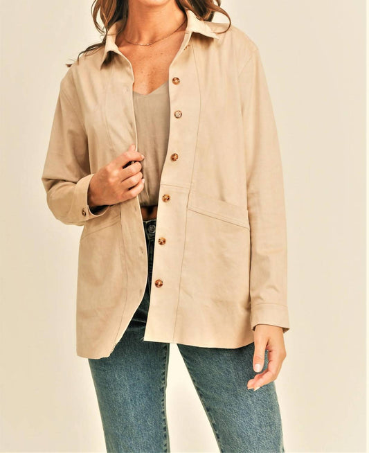 Reset By Jane - Faux Suede Button Up Jacket