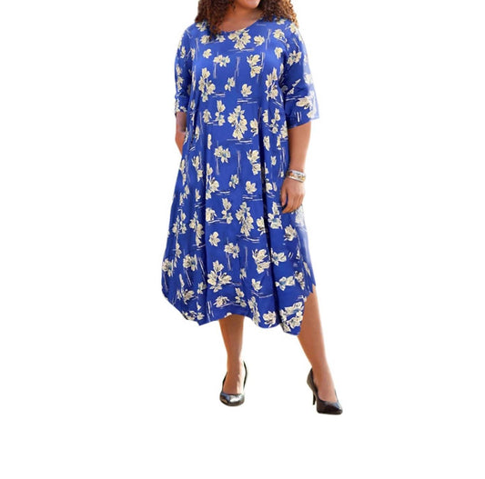 On The Plus Side - Printed 3/4 Sleeve Edyth Dress - Plus Size