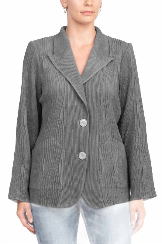 Flair Wear - Notched Collar Faux Suede Jacket