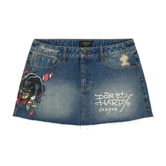 Ed Hardy - Women's Panther Dagger Denim Mini Skirt