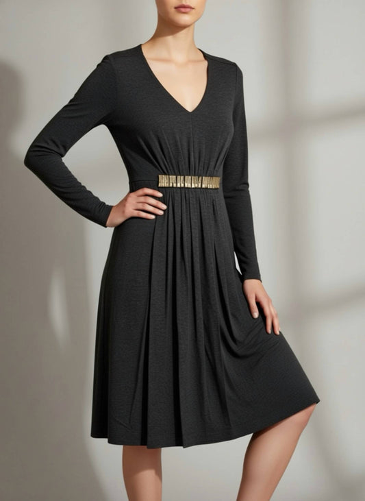 Nue By Shani - Built In Shapewear Stretch Belted Dress