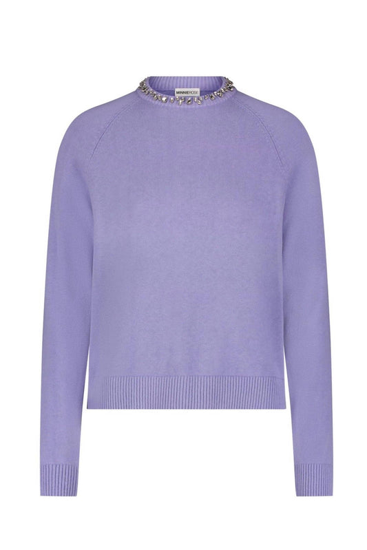 Minnie Rose - Women's Cotton Cashmere Jewel Neck Sweater