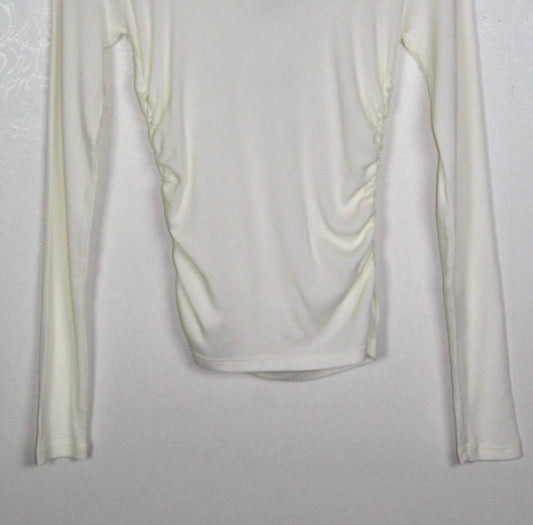 Bobi - Women's Scoop Neck Side Shirred Long Sleeves Tee