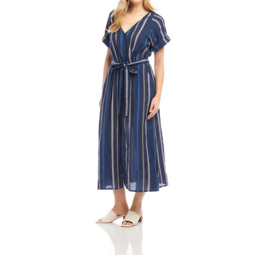 Karen Kane - Embroidered Cuffed Sleeve Midi Dress