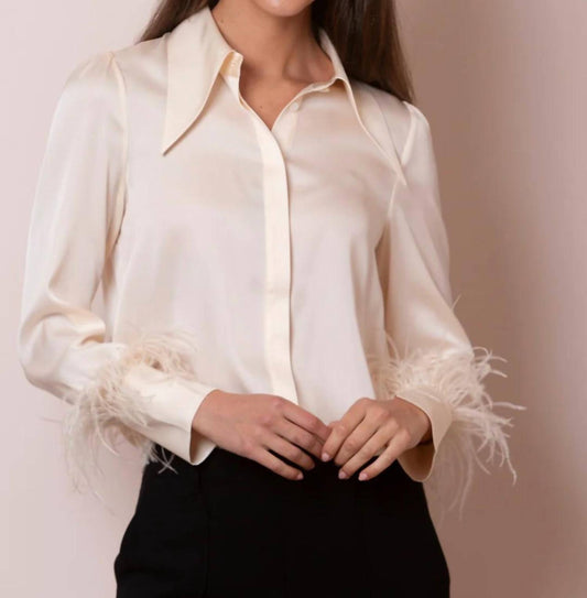 Jessie Liu - Silk Blouse with Feathers