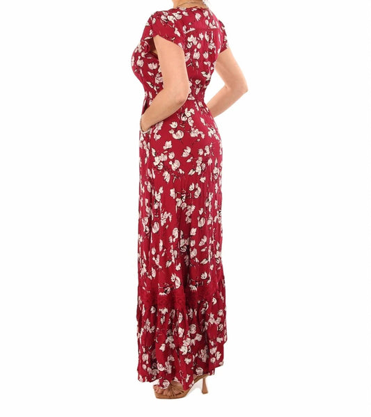 Papillon - Tiered Floral Print Button-through Maxi Dress