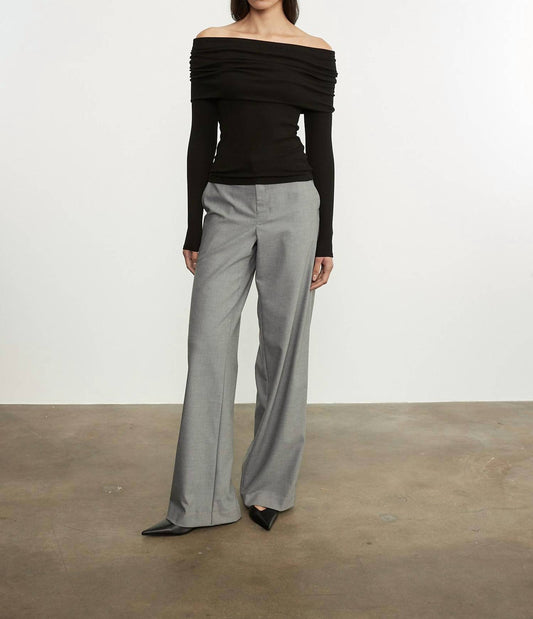 Enza Costa - SILK RIB LONG SLEEVE OFF-SHOULDER TOP