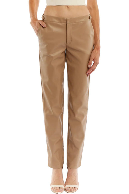 Lblc The Label - Chloe Faux Leather Trouser With Waistline Button