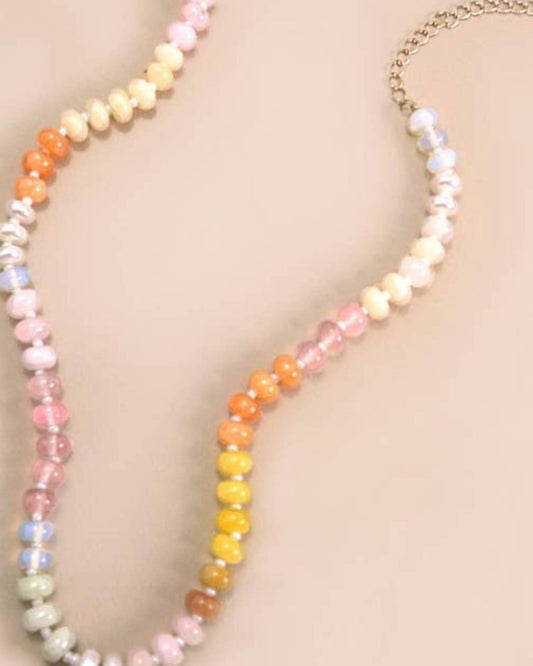 Josslyn By Wall To Wall - Women's Natural Agate Glass Semi-precious Bead Necklace