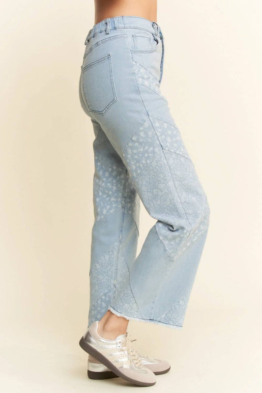 Davi & Dani - Floral Wide Leg Crop Jeans