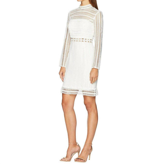 Bardot - Vivian Lace Mock Neck Long Sleeve Embroidery Dress