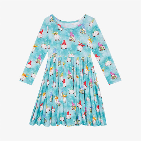 Posh Peanut - Girl's Gnomey Long Sleeve Twirl Dress