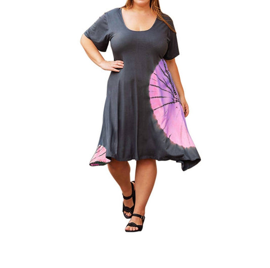 On The Plus Side - Tie Dye Short Sleeve Dress - Plus Size