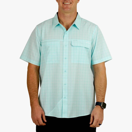 Aftco - Air-o Mesh Printed Short Sleeve Button Down Shirt