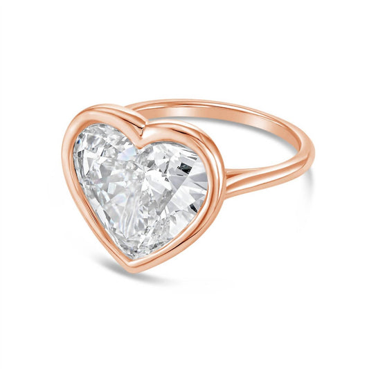 Diana M Jewels - Heart-shaped 8.00 Ct Lab-grown Diamond Bezel Solitaire Ring