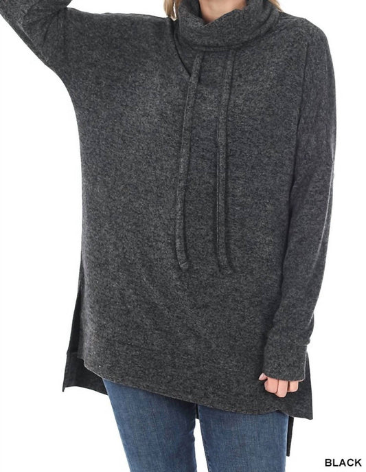 Zenana - Brushed Melange Funnel Neck Sweater
