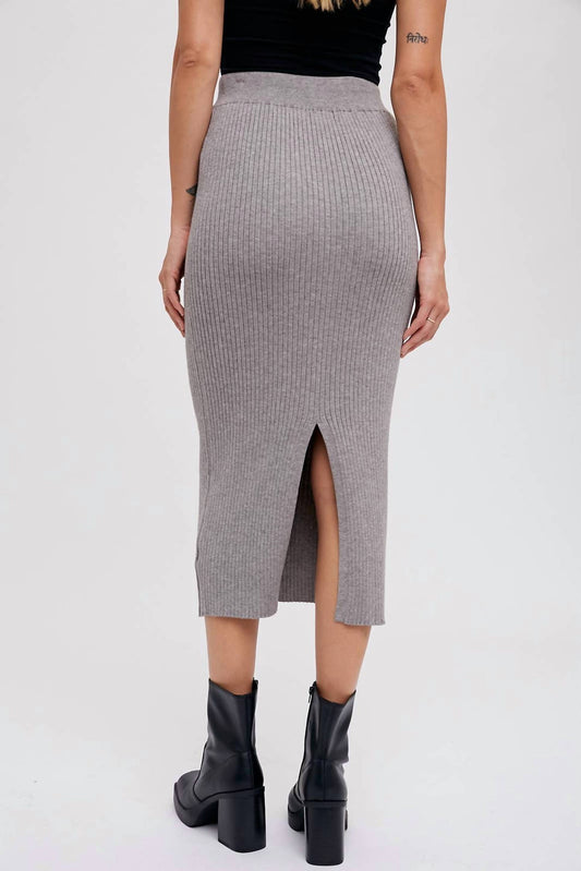 Bluivy - Ribbed Knit Midi Skirt