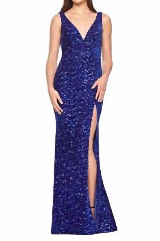 Faviana - Velvet Sequin Prom Dress