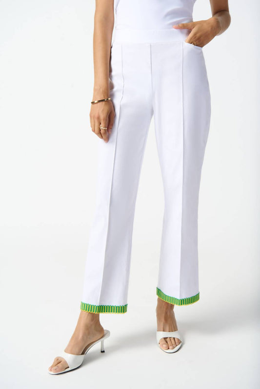 Joseph Ribkoff - Embroidered Trim Wide Leg Pants
