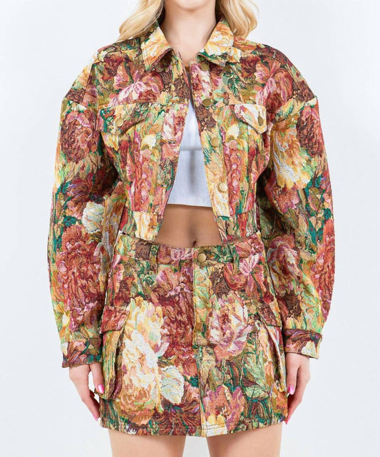American Bazi - Autumn Jacquard Crop Jacket