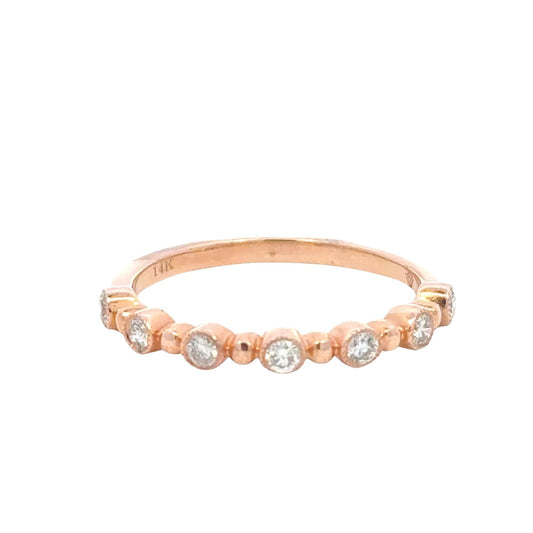 Aamiaa - 0.24 Carat Natural Diamond Bezel & Bar Band Ring - Size 6.5