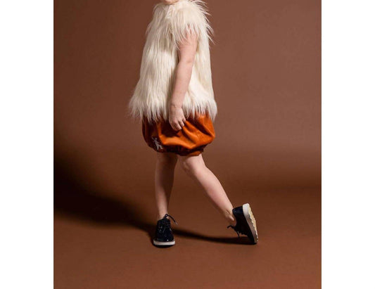 Omamimini - Velvet Bubble Skirt with Foxes Embroidery