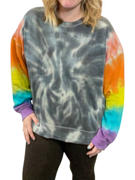 Sew In Love - Rainbow Sleeve Tie Dye Sweater
