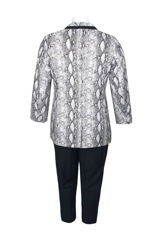 Emily Shalant - Women's Notched Collar Crepe Jacket & Pencil Pant Set - Plus