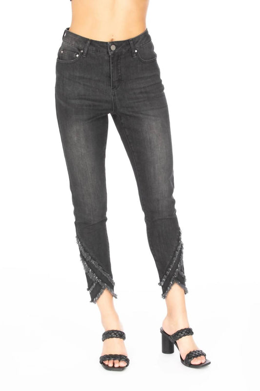 Apny - Liberty Asymmetric Fray Hem Skinny Jeans