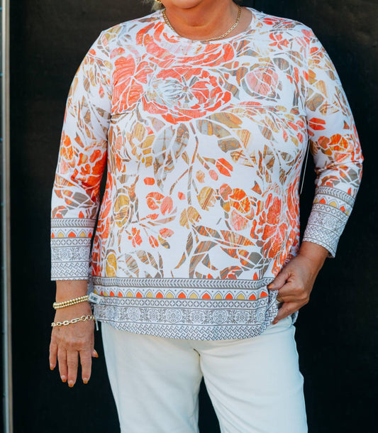 Multiples - 3/4 Sleeve Scoop Embellished Knit Top