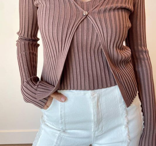 By Together - Sela Knit Cardigan With Attached Tank