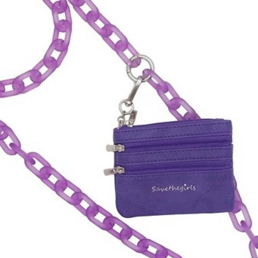 Save The Girls - Women's Clip & Go Phone Purse Crossbody Ice Chain Strap Zippered Pouch