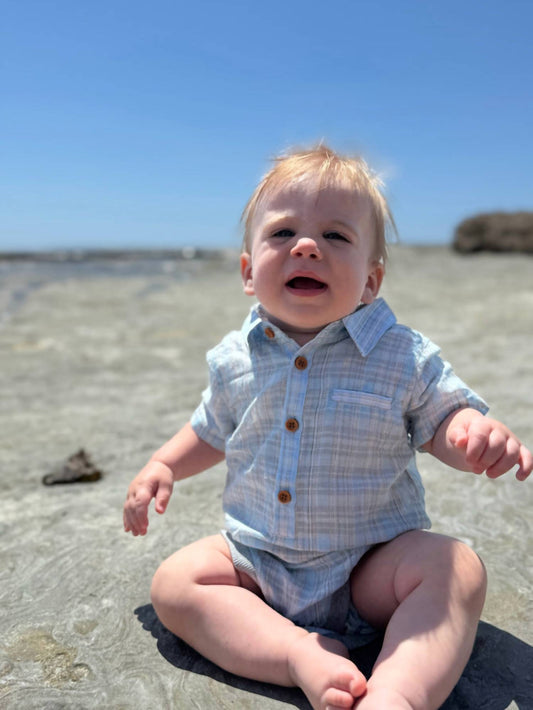 Me & Henry - Boy's Helford Woven Onesie