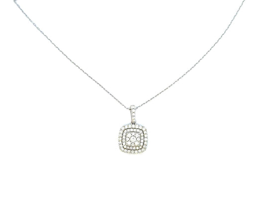 Aamiaa - 1.00 Carat Natural Diamond Cushion Double Halo Pendant