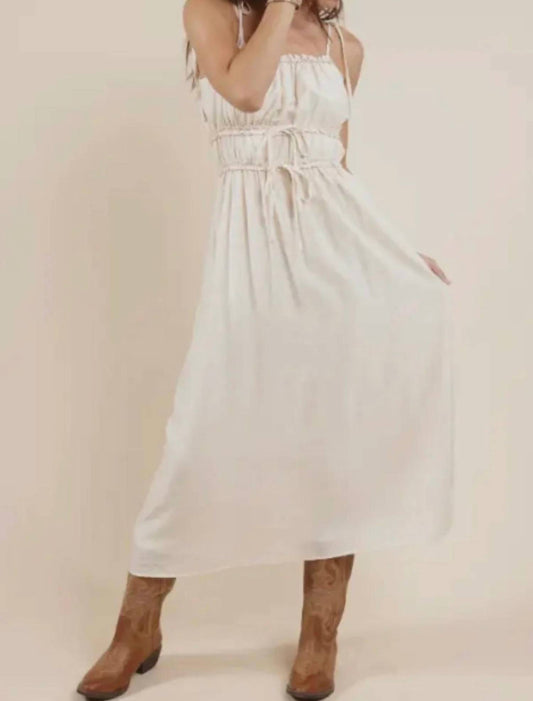 Sadie & Sage - Gathered Bodice Ties Midi Dress