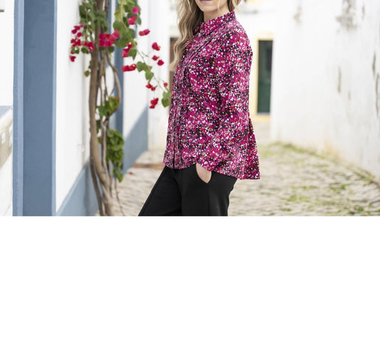 Marble - Collared Print Blouse