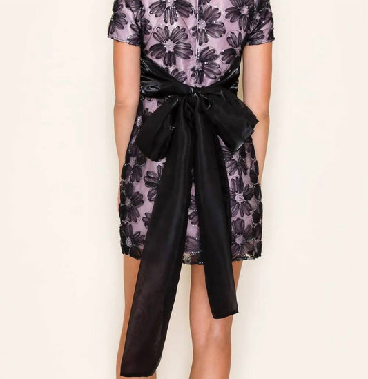 B.Right - V-neck Short Sleeve Back Tie Mini Dress