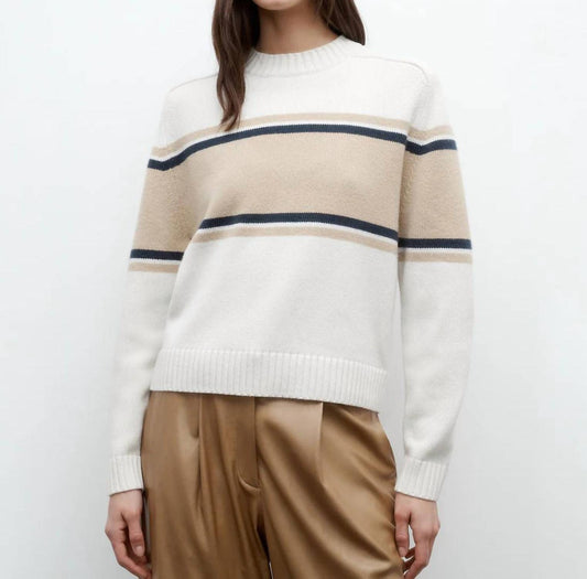 Twp - Saddle Crewneck Sweater With Stripes