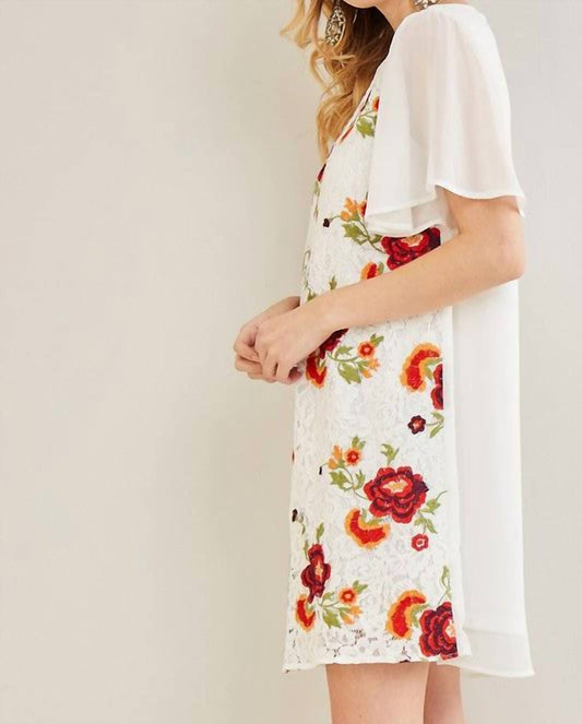 Entro - Lace & Floral Shift Dress