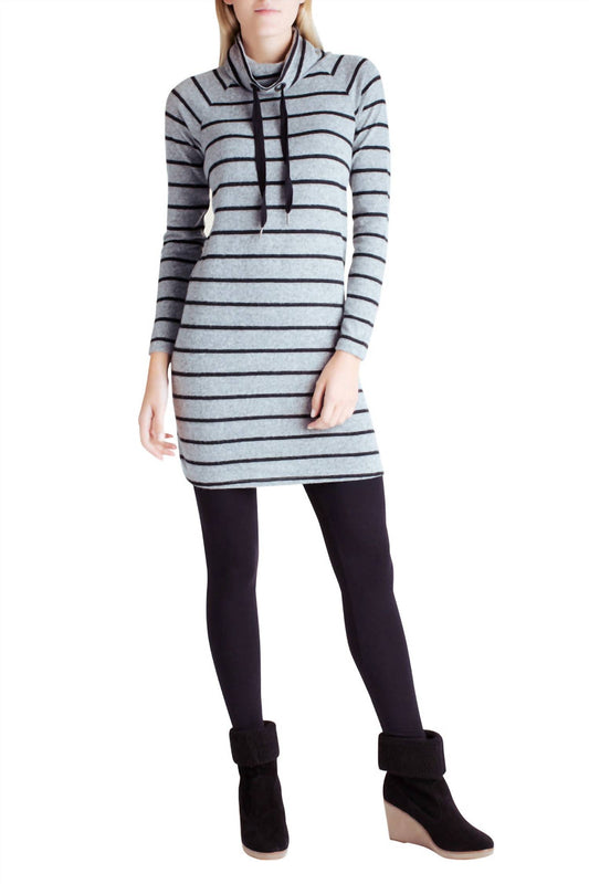 Kensie - Brushed Striped Long Sleeve Turtleneck Dress