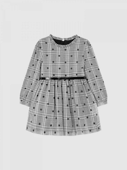 Mayoral - Girls' Sparkle Dot Plaid Dress